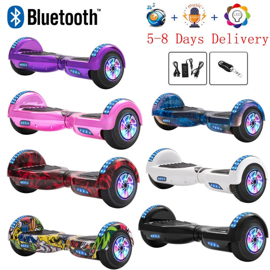 Hoverboard 6.5 Inch Bluetooth Speaker Self Balancing Electric Scooters LED Lights Smart Two Wheels Hover Board Key For Kids Gift